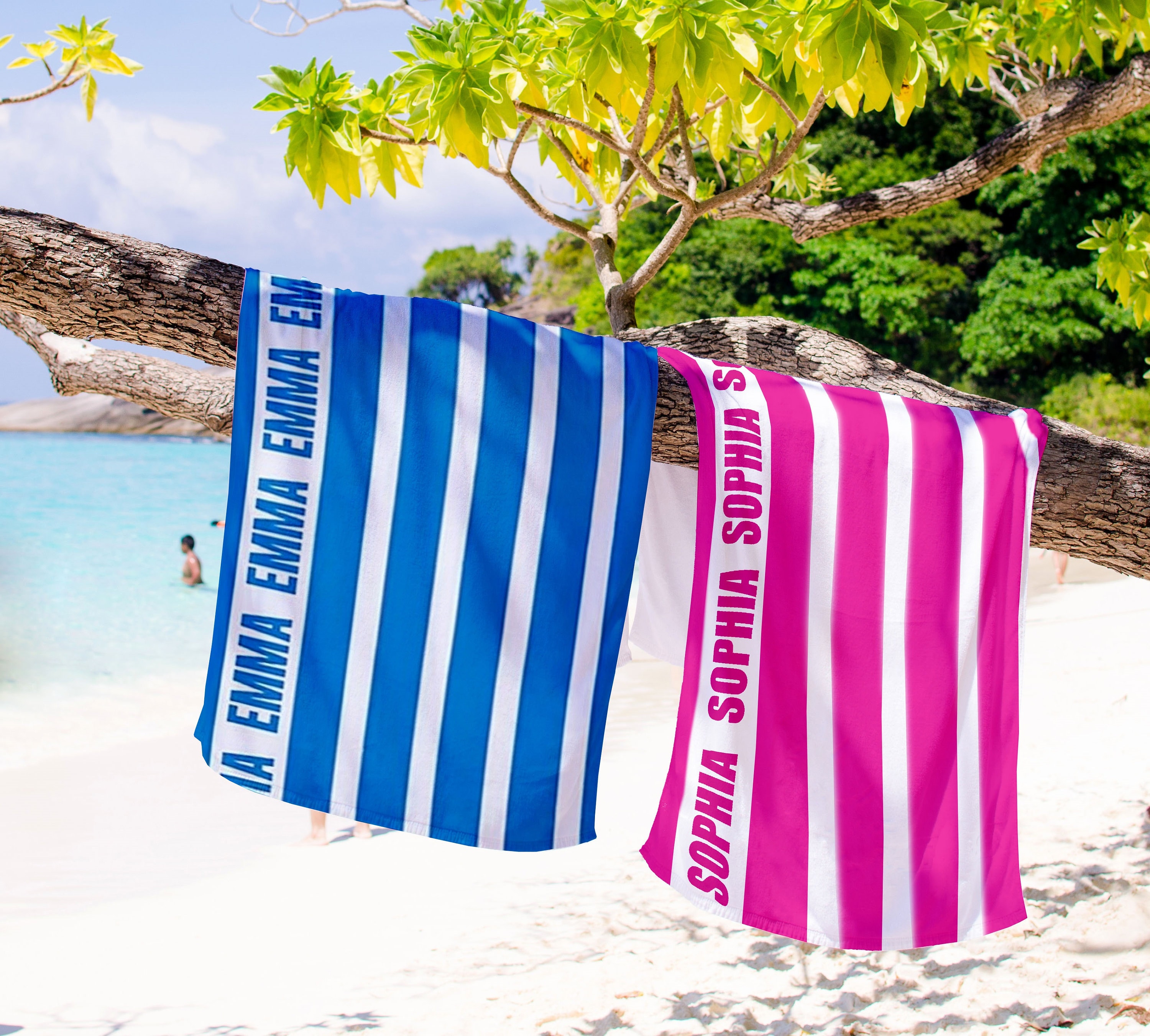 Classic Stripe Personalized Beach Towel Personalized Name Bath | Etsy