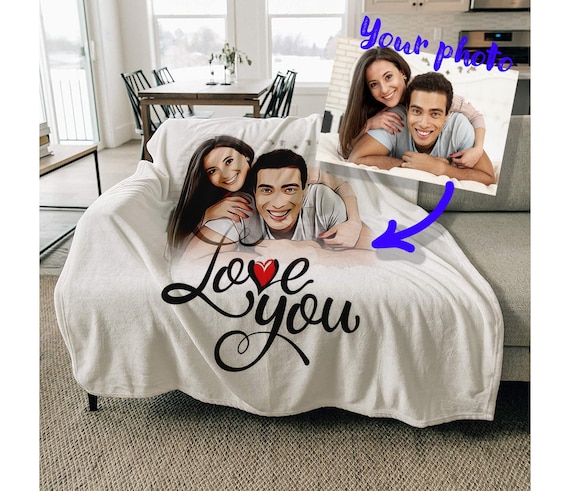 Custom Couple Photo Blanket Personalized With A Photo Comfy Picture Blanket Also Great for Picnics and Beach. Photo Blanket Customized Etsy