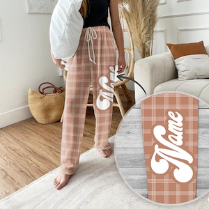 Personalized Plaid Pajama Pants: Groovy Christmas Family Pajamas