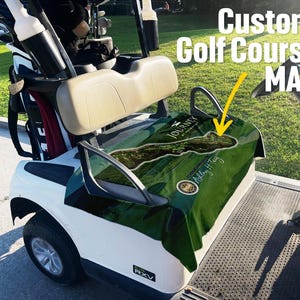 Custom golf course map Personalization Name  Design Premium Cloth Golf Cart Seat Cover