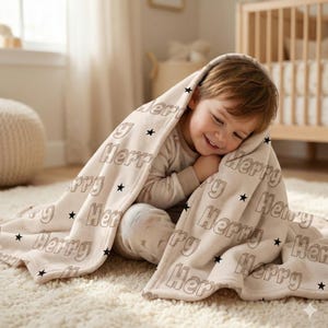 Personalized Minky Sherpa Kids Blanket, Custom Name Throw, Soft Fleece Baby Gift