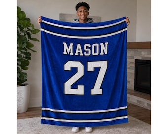 Personalized Sports Blanket: Custom Name Minky Fleece Gift