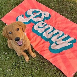 Personalized Retro Beach Towel: Groovy Custom Name Bath Towel