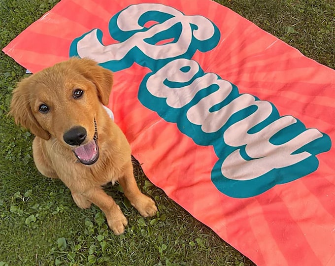 Personalized Retro Beach Towel: Groovy Custom Name Bath Towel
