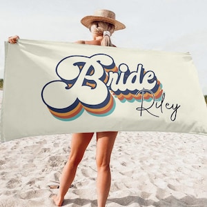NEW Style - Bride, Mr or Mrs Beach Personalized Beach Towels, Honeymoon Gift, His and Hers Newlywed Gift, Personalized Wedding Gift