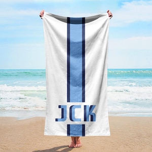 Personalized Stripe Beach Towel: Custom Name Pool Towel