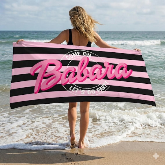 Custom Name Beach Towel: Personalized Cotton Terry Cloth, Vacation Gift