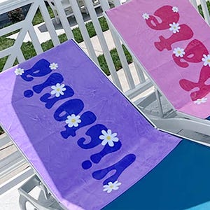 Retro Personalized Beach Towel: Custom Name, Vacation Gift