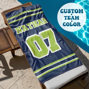 Custom Sports Team Beach Towel Personalized Baseball Basketball Football Soccer Volleyball School Sport Team Club Beach Towel Gift
