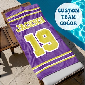 Personalized Sports Team Beach Towel: Custom Name, Retro Design