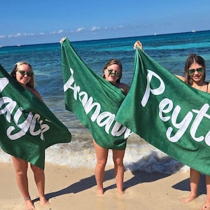 Bold Font Style Personalized Beach Towel Personalized Name Bath Towel Custom Pool Towel Beach Towel With Name Outside Birthday Vacation Gift