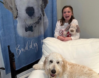 Custom Pet Blanket Using Pet Photo + Name Custom Dog Blanket Personalized Dog Blankets Cat Picture Blanket Pet Photo Blanket Dog Dad Gift