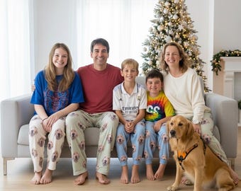 Pigiama personalizzato con ritratto di animali domestici: pigiama con foto personalizzata, pigiama coordinato per la famiglia