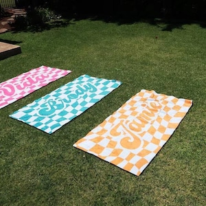 MATIN KIM LOGO CHECKBOARD BEACH TOWEL Personalized Checkerboard