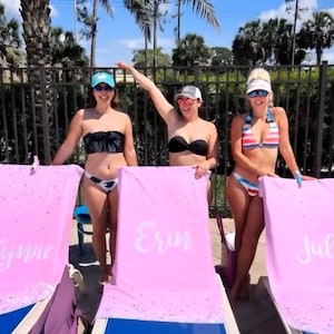 Personalized Glitter Style Beach Towel, Personalized Beach Towel Personalized Name Bath Towel Custom Pool Towel Birthday Vacation Gift