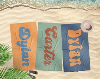 Retro Personalized Beach Towel: Custom Name Pool Towel