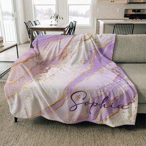 Personalized Gradient Style Print And Glitter Blanket, Custom Blanket With Name Outside Birthday Holiday Gift