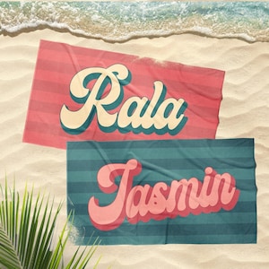 Retro Personalized Beach Towel: Custom Name Pool Towel
