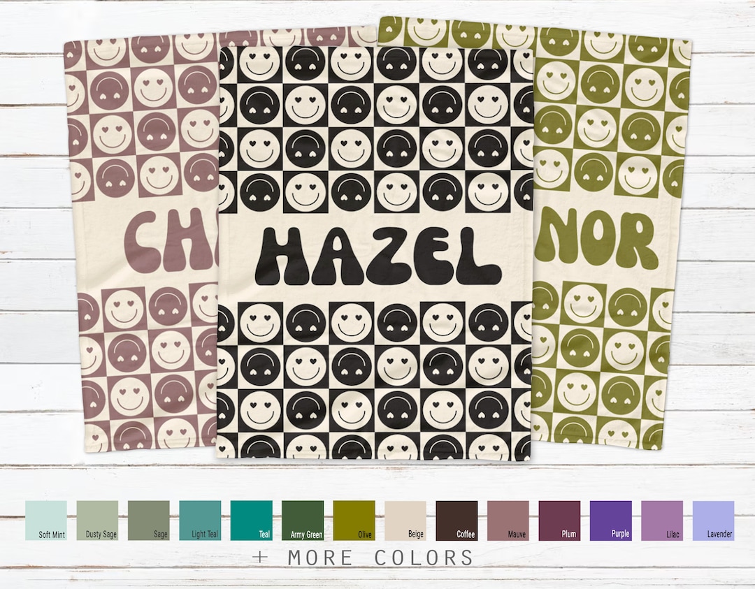 Personalized HAPPY FACE Pattern in Vintage Rustic Style Blanket With ...