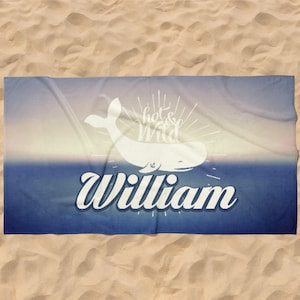 Retro Personalized Beach Towel: Custom Name, Vacation Gift