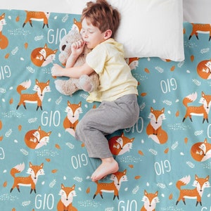Fox Pattern Design personaliza la manta, la manta personalizada Minky o Sherpa, la manta para bebés, la idea de regalo de cumpleaños