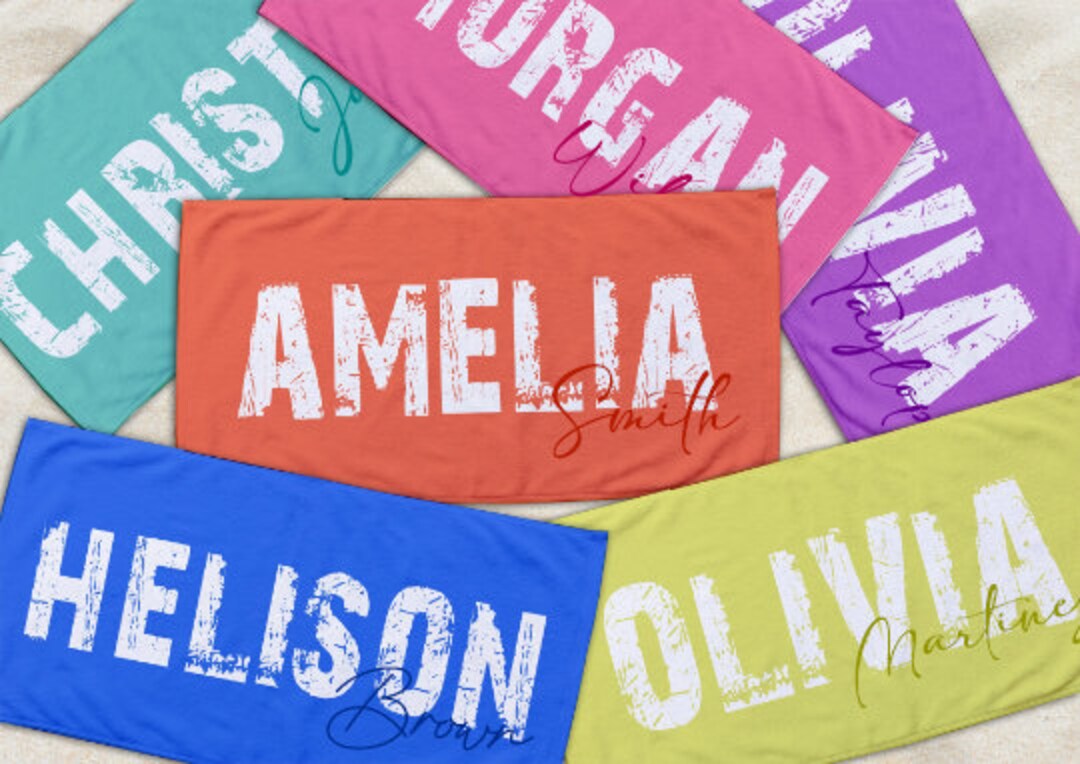 Scripty Style Personalized Beach Towel Personalized Name Bath Towel