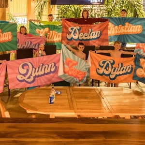 Groovy RETRO Style Personalized Beach Towel Personalized Name Bath Towel Custom Beach Towel With Name Outside Birthday Vacation Gift