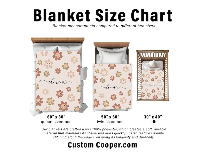 Personalized DAISY Smile Face Pattern in Vintage Rustic Style Blanket