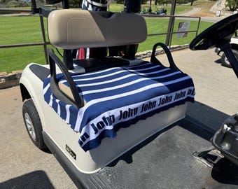 Personalized Striped Golf Cart Seat Cover, Custom Name Towel, Golfer Gift