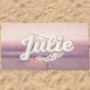 Retro Personalized Beach Towel: Custom Name Pool Towel