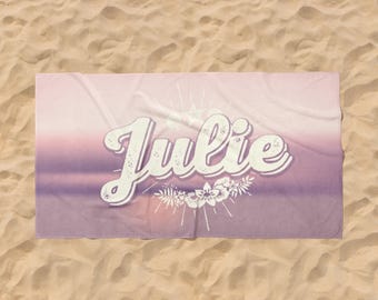 Retro Personalized Beach Towel: Custom Name Pool Towel