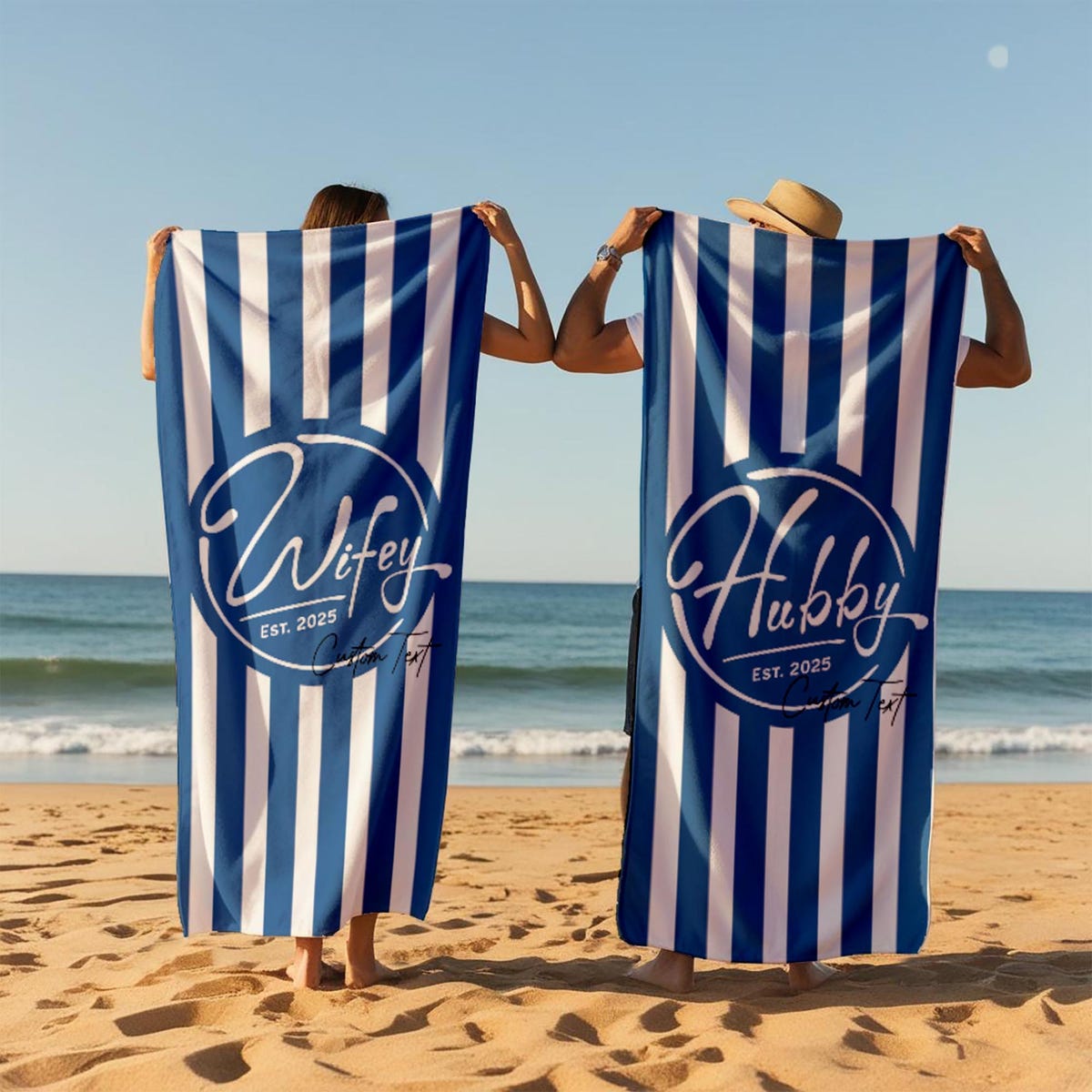 Wifey and Hubby Beach Personalized Beach Towels, Honeymoon Gift, His and Hers Newlywed Gift, Personalized Wedding Gift - Etsy