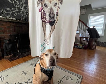 Custom Pet Photo Blanket: Personalized Dog or Cat Name Blanket