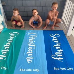 Personalized Script Name Beach Towel: Custom Vacation Gift