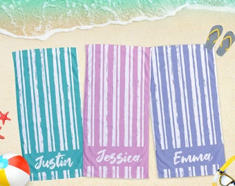 Personalized Script Line Beach Towel: Custom Name Pool Towel