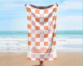 Checker Personalisiertes Strandtuch: Benutzerdefiniertes Name Badetuch