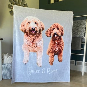 Custom Pet Blanket Using Pet Photo + Name Custom Dog Blanket Personalized Dog Blankets Cat Picture Blanket Pet Photo Blanket Dog Dad Gift