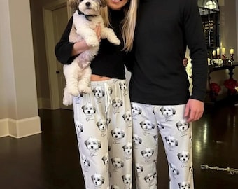 Personalized Pet Photo Pajama, Custom Dog & Cat Portrait PJs, Family Matching Loungewear