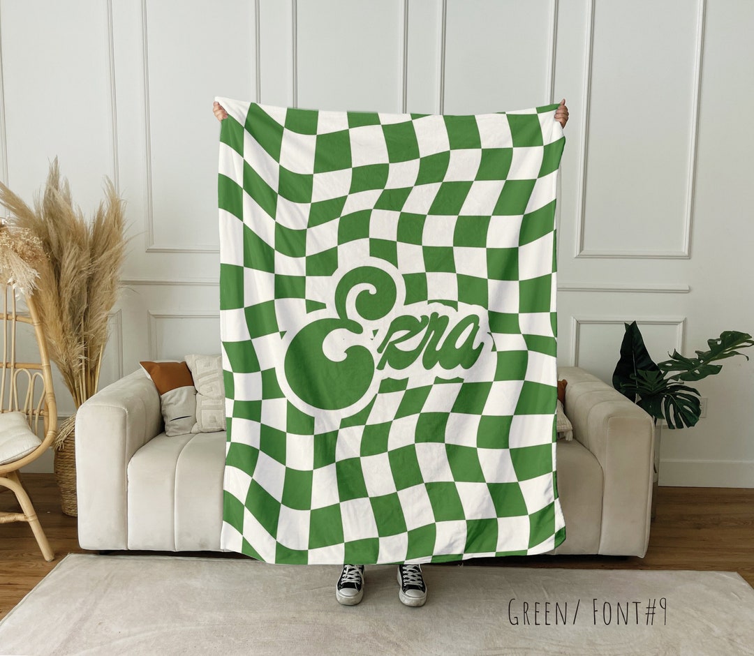 Rustic Checker Pattern Personalized CHECKER Pattern in Vintage Rustic Style Blanket With Name ...
