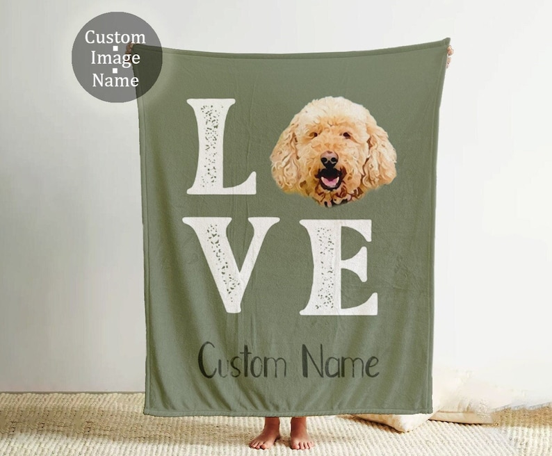 Custom Pet Blanket Using Pet Photo Name Custom Dog Blanket Personalized Dog Blankets Cat Picture Blanket Pet Photo Blanket Dog Dad Gift image 1