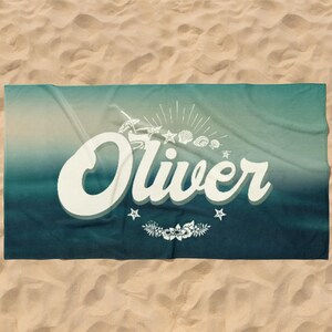 Retro Personalized Beach Towel: Custom Name Pool Towel