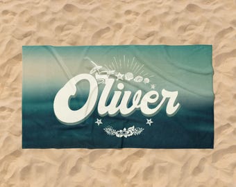 Retro Personalized Beach Towel: Custom Name Pool Towel