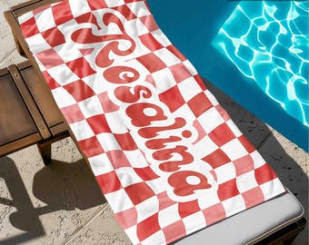 Personalisiertes Strandtuch Retro Checker: Urlaubsgeschenk