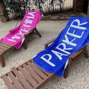 Personalized Beach Towel: Bold Font Custom Name, Vacation Gift