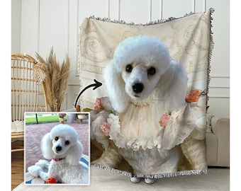 Custom Pet Photo Blanket: Personalized Dog or Cat Name Blanket