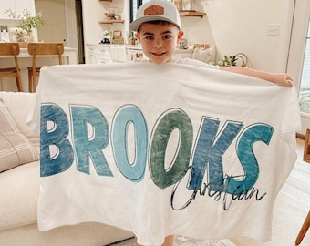 Personalized Beach Towel with Name, Custom Multi-Color Bold Font Pool Towel