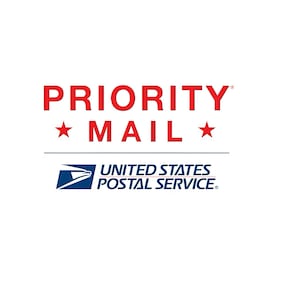 May include: Red and white logo for Priority Mail, a service of the United States Postal Service.