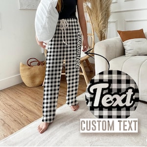 Personalized Christmas Plaid Pajama Pants: Red Green Checker, Groovy Style