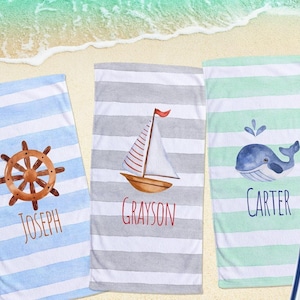 Meer Aquarell Personalisiertes Strandtuch: Maritimes Namenstuch