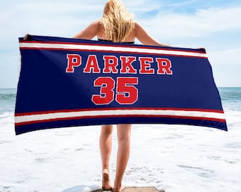 Sports Personalized Beach Towel Personalized Name Bath Towel Custom Pool Towel Beach Towel With Name Outside Birthday Vacation Gift